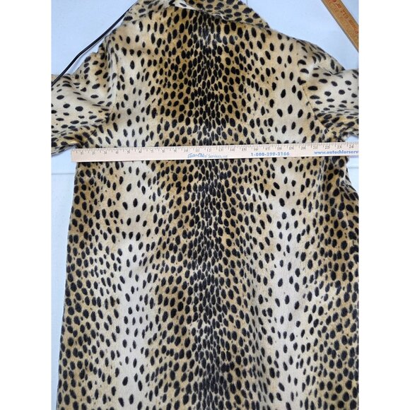 Vintage Russel Taylor Coat Leopard Print Mid Length Button Front Faux Fur Animal - Picture 16 of 16